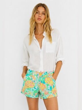 Lilly Pulitzer Walsh Shorts Tropical Paisley Coastal Resortwear Preppy Size 8